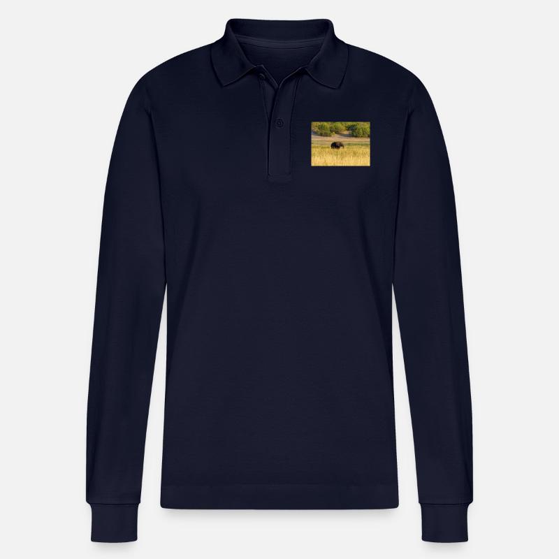 Elefanten in Namibia Afrika - Stanley/Stella Unisex Bio-Langarm-Poloshirt Prepster - Navy