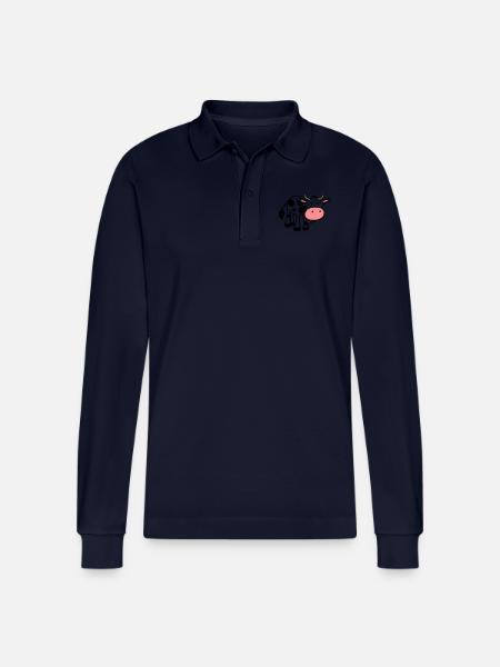 cow - Stanley/Stella Organic Unisex Long-Sleeved Polo Shirt Prepster - navy