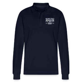 Waschbrettbauch hatte ich schon. Steht mir aber... - Stanley/Stella Unisex Bio-Langarm-Poloshirt Prepster - Navy - Vorne - Anna (173cm)