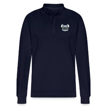 Schlaue Nerd Katze Hornbrille Geek Kätzchen Brille - Stanley/Stella Unisex Bio-Langarm-Poloshirt Prepster - Navy - Vorne - Anna (173cm)