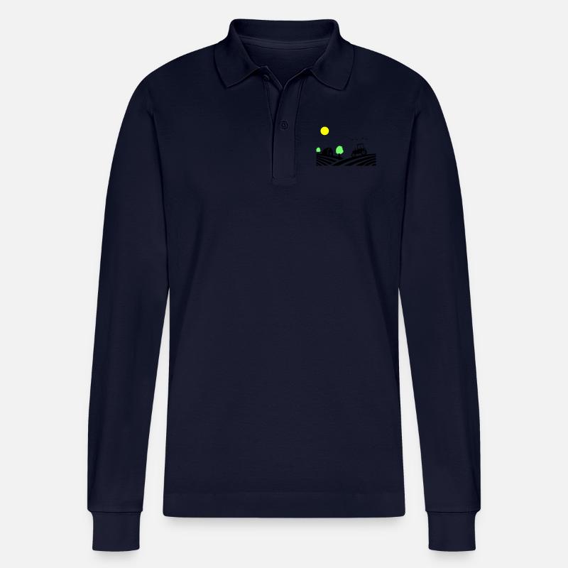 traktor farm - Stanley/Stella Unisex Bio-Langarm-Poloshirt Prepster - Navy