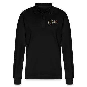 Elena Name Vorname Kalligrafieherz - Stanley/Stella Unisex Bio-Langarm-Poloshirt Prepster - Schwarz - Vorne - Anna (173cm) & Nico (186cm)