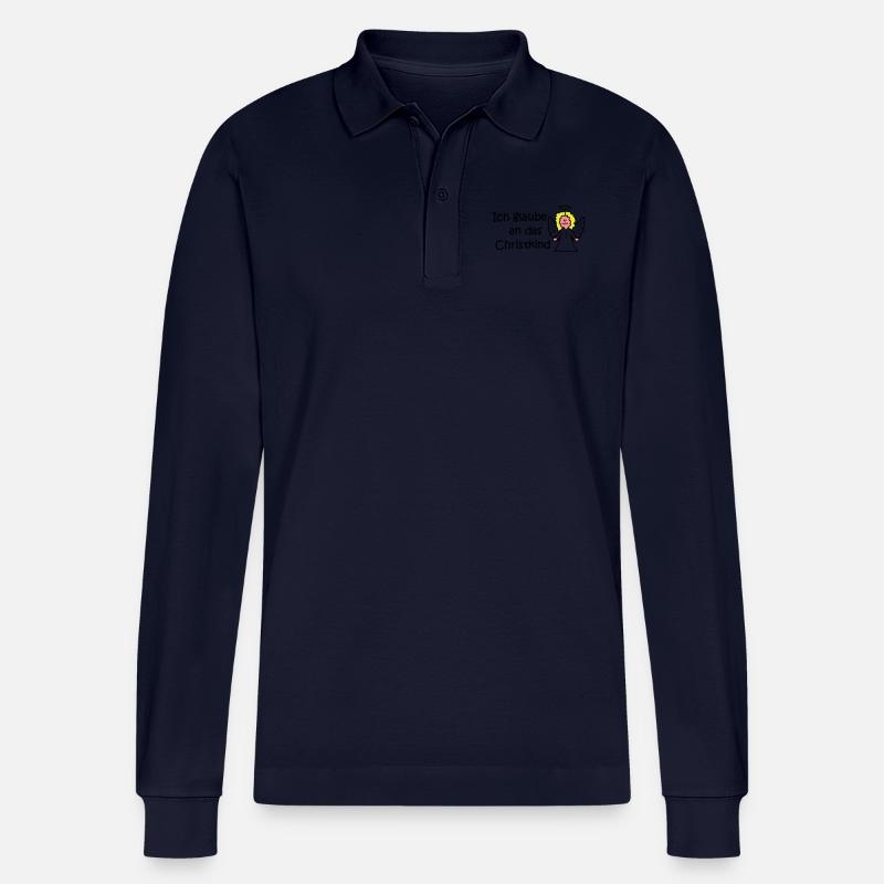 Ich glaube an das Christkind - Stanley/Stella Unisex Bio-Langarm-Poloshirt Prepster - Navy