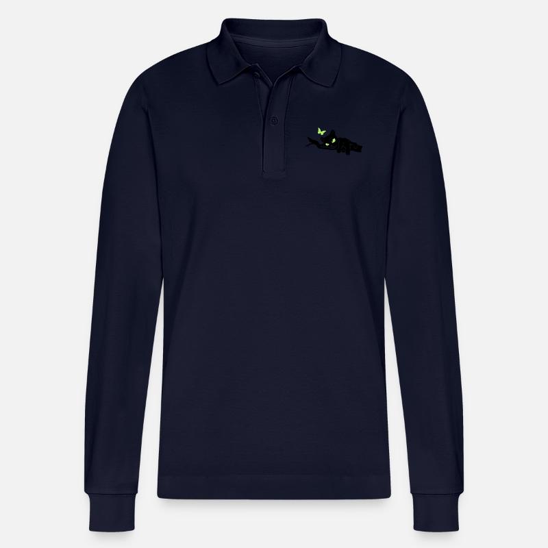 Panther auf Ast - Stanley/Stella Unisex Bio-Langarm-Poloshirt Prepster - Navy
