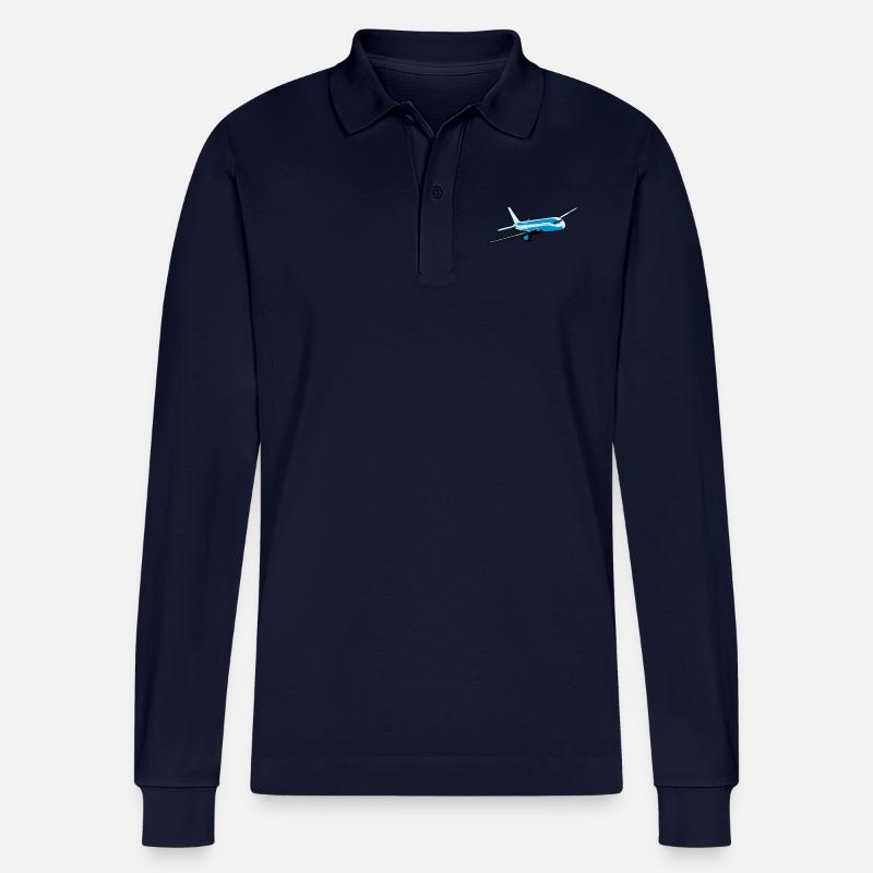 Flugzeug passagierflugzeug fliegen - Stanley/Stella Unisex Bio-Langarm-Poloshirt Prepster - Navy