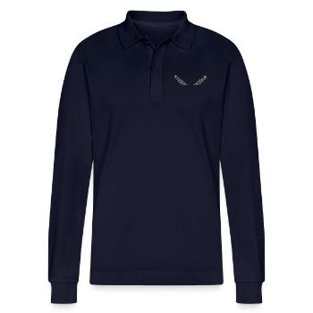 Diverses - Lorbeerblatt - sw - Stanley/Stella Unisex Bio-Langarm-Poloshirt Prepster - Navy - Vorne - Anna (173cm)