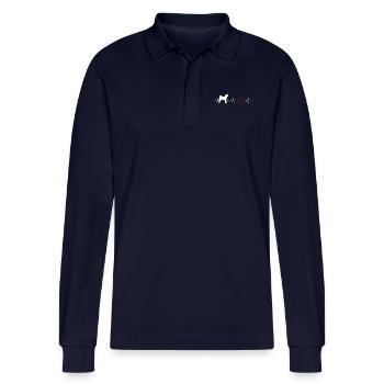 Heartbeat Shiba Inu - Stanley/Stella Organic Unisex Long-Sleeved Polo Shirt Prepster - navy - Front - Anna (173cm)