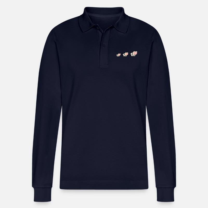 Kuh Kühe Comic - Stanley/Stella Unisex Bio-Langarm-Poloshirt Prepster - Navy