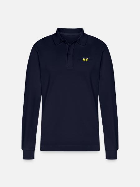 Beer Line Icon - Stanley/Stella Organic Unisex Long-Sleeved Polo Shirt Prepster - navy