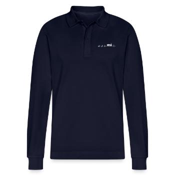 Model Train Heartbeat Trains Heartbeat Gift - Stanley/Stella Organic Unisex Long-Sleeved Polo Shirt Prepster - navy - Front - Anna (173cm)