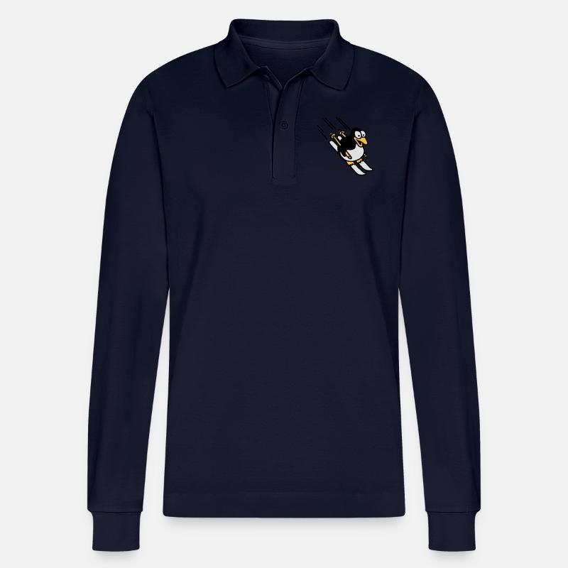 pinguin_ski_022011_e_3c - Stanley/Stella Unisex Bio-Langarm-Poloshirt Prepster - Navy