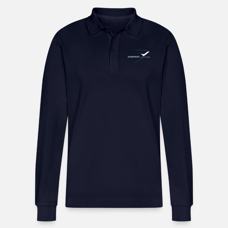 Space Shuttle (blauer Druck) - Stanley/Stella Unisex Bio-Langarm-Poloshirt Prepster - Navy