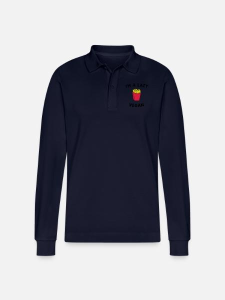 I'm A Lazy Vegan - Stanley/Stella Organic Unisex Long-Sleeved Polo Shirt Prepster - navy