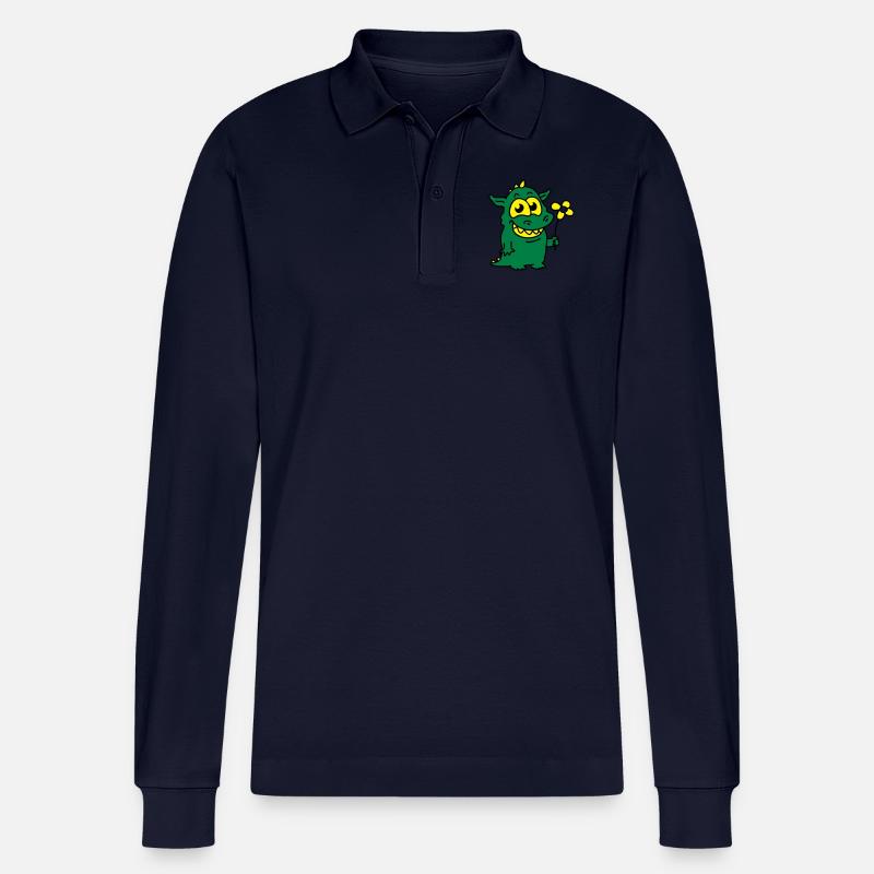 Drache mit Blume - Stanley/Stella Unisex Bio-Langarm-Poloshirt Prepster - Navy