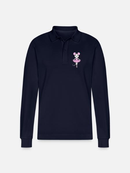 ballerina mouse - Stanley/Stella Organic Unisex Long-Sleeved Polo Shirt Prepster - navy