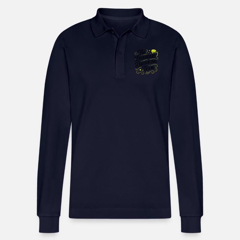 Drinking Team Spruch - Stanley/Stella Unisex Bio-Langarm-Poloshirt Prepster - Navy