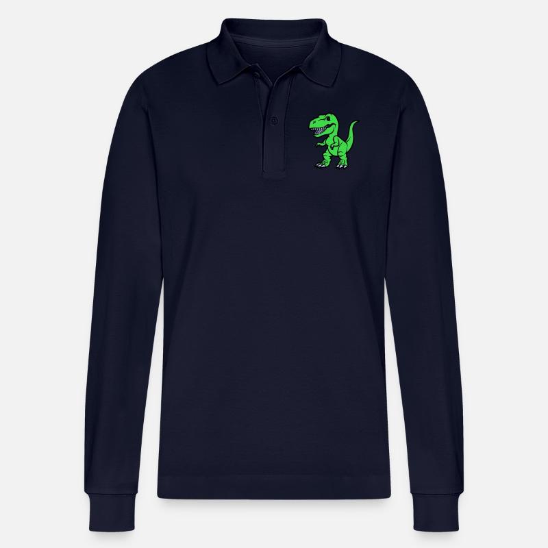 T Rex Comic - Stanley/Stella Unisex Bio-Langarm-Poloshirt Prepster - Navy