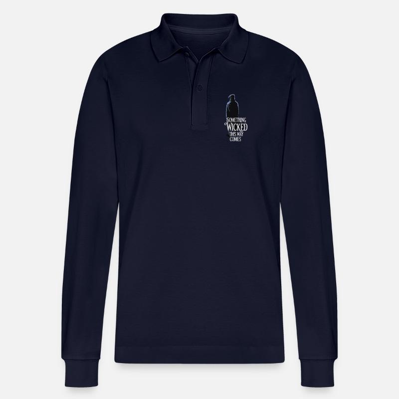 Dunkle Kapuzenfigur mit Zitat - Stanley/Stella Unisex Bio-Langarm-Poloshirt Prepster - Navy