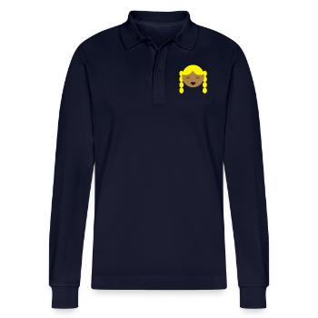 Girl with Braids - Stanley/Stella Organic Unisex Long-Sleeved Polo Shirt Prepster - navy - Front - Anna (173cm)