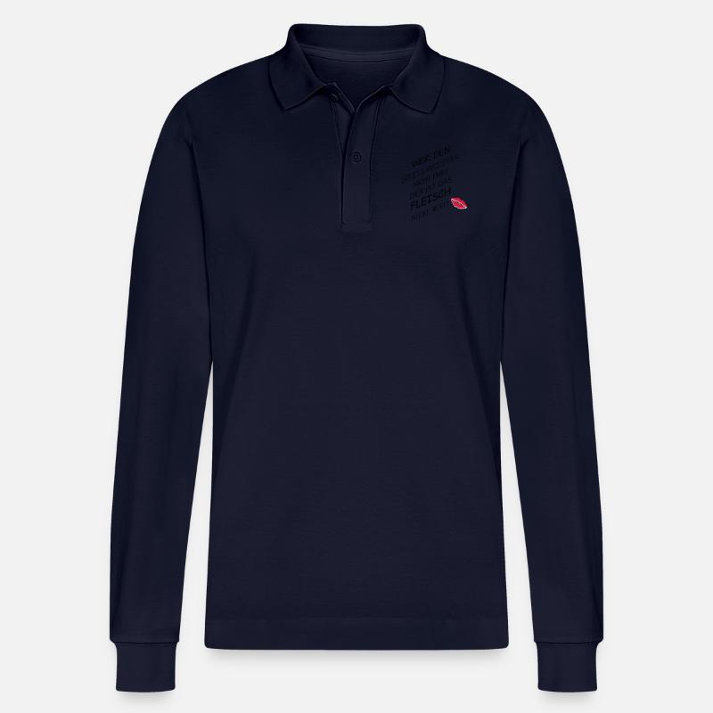 Fleisch nicht wert - Stanley/Stella Unisex Bio-Langarm-Poloshirt Prepster - Navy