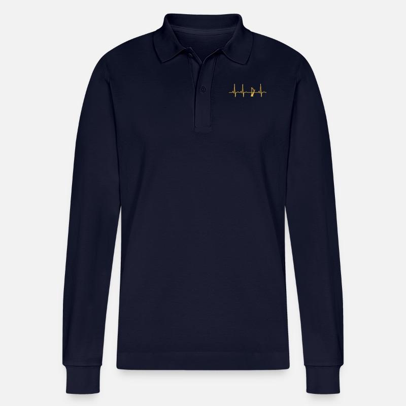 evolution ekg heartbeat harfe harp - Stanley/Stella Unisex Bio-Langarm-Poloshirt Prepster - Navy