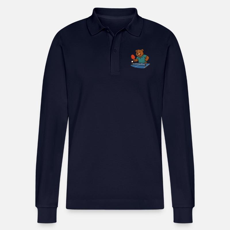Tischtennis Bär - Stanley/Stella Unisex Bio-Langarm-Poloshirt Prepster - Navy