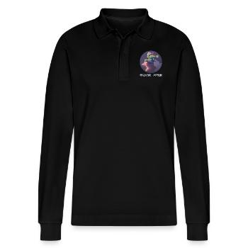 Galaktische Macht - Stanley/Stella Unisex Bio-Langarm-Poloshirt Prepster - Schwarz - Vorne - Anna (173cm) & Nico (186cm)