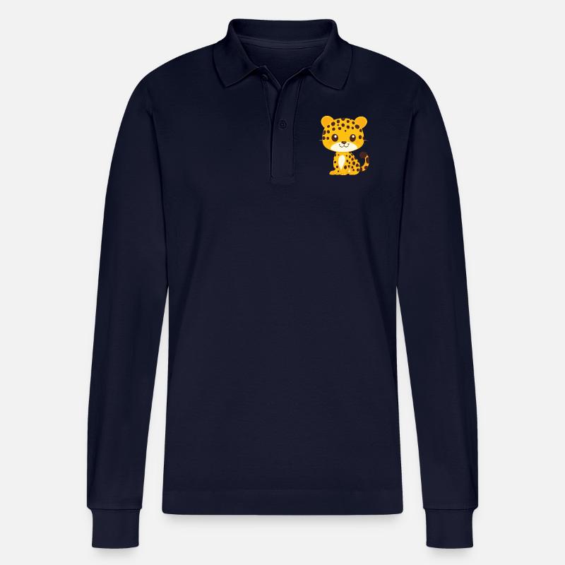 Little Leopard - Stanley/Stella Organic Unisex Long-Sleeved Polo Shirt Prepster - navy