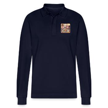 Old Man Baking Skull mit Bäckermütze mit Brot - Stanley/Stella Unisex Bio-Langarm-Poloshirt Prepster - Navy - Vorne - Anna (173cm)