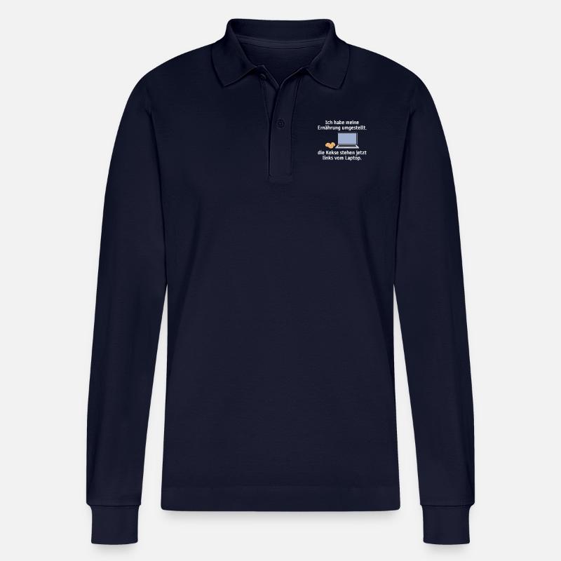 Nerd Spruch Ernährung - Stanley/Stella Unisex Bio-Langarm-Poloshirt Prepster - Navy