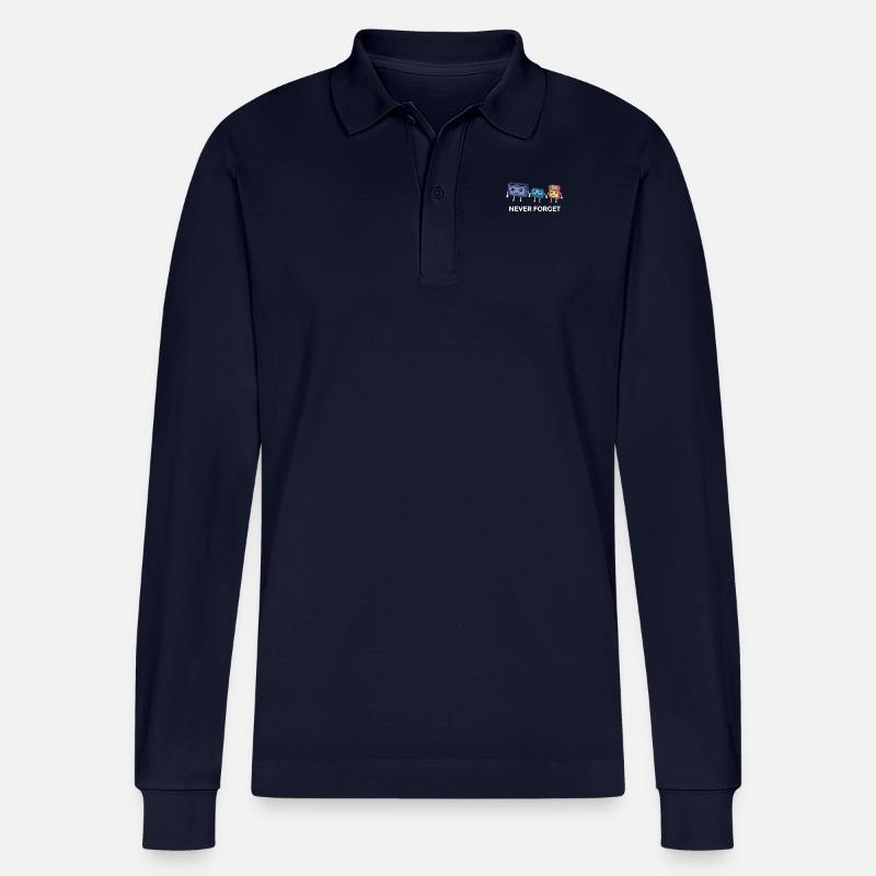 Kassette Diskette VHS Retro Kindheitserinnerung - Stanley/Stella Unisex Bio-Langarm-Poloshirt Prepster - Navy