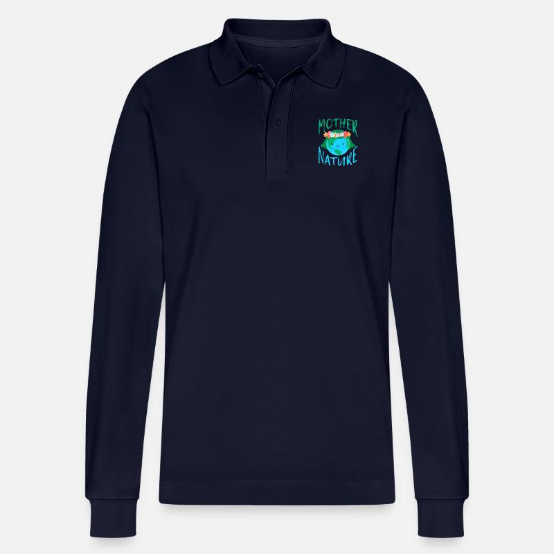 Mutter Natur Erde Geschenk Umweltschutz - Stanley/Stella Unisex Bio-Langarm-Poloshirt Prepster - Navy
