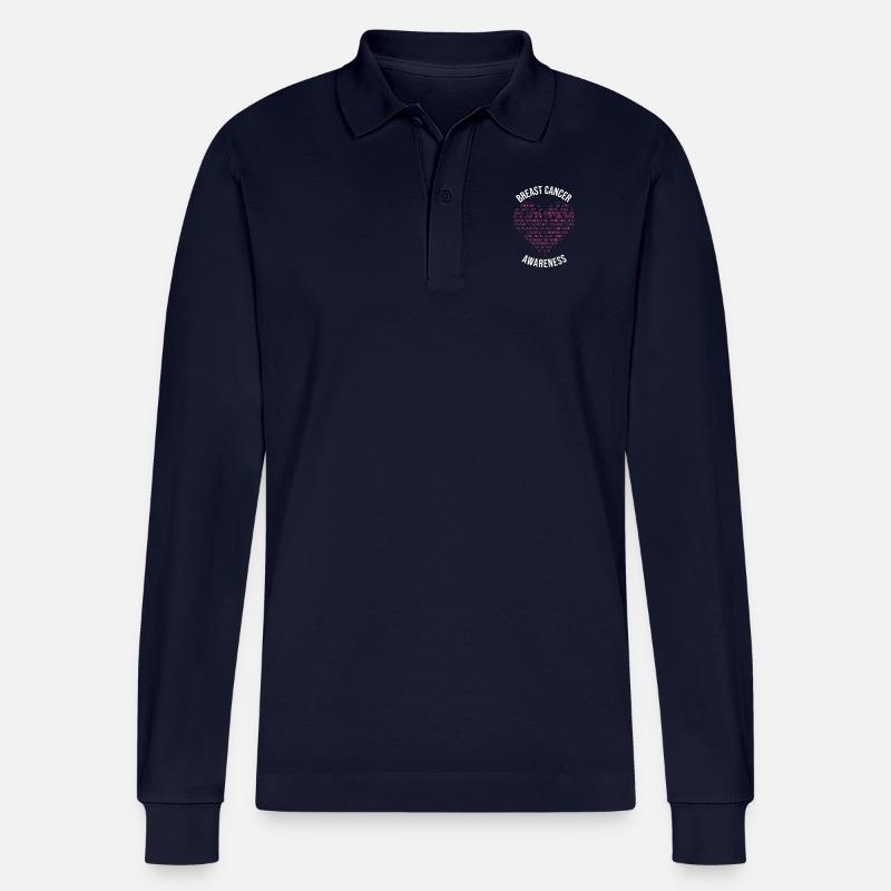 Brustkrebs-Bewusstsein - Stanley/Stella Unisex Bio-Langarm-Poloshirt Prepster - Navy