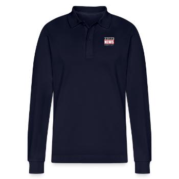 Funny Breaking News I Dont Care - Stanley/Stella Organic Unisex Long-Sleeved Polo Shirt Prepster - navy - Front - Anna (173cm)