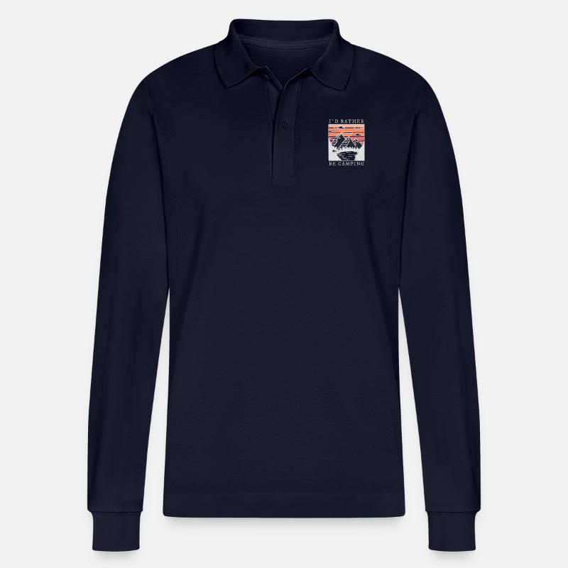 Camping Berge Spruch - Stanley/Stella Unisex Bio-Langarm-Poloshirt Prepster - Navy