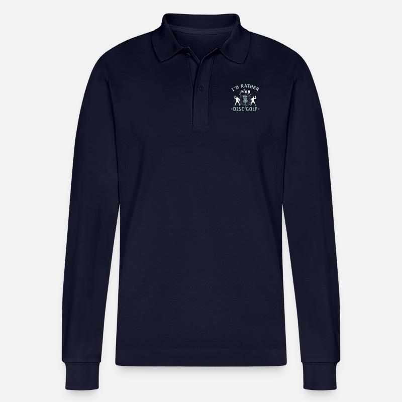 Disc Golf Disc Golf Player - Stanley/Stella Unisex Bio-Langarm-Poloshirt Prepster - Navy