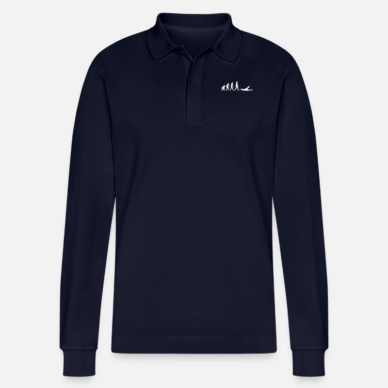 Évolution du surf - Polo à manches longues bio PREPSTER Stanley/Stella Unisexe - bleu marine