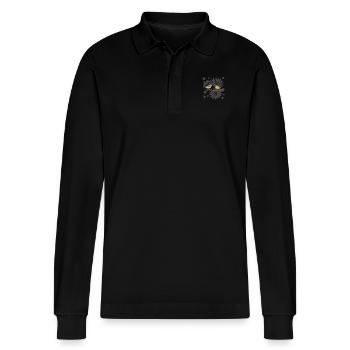 Meisen Vögel Gänseblümchen - Stanley/Stella Unisex Bio-Langarm-Poloshirt Prepster - Schwarz - Vorne - Anna (173cm) & Nico (186cm)
