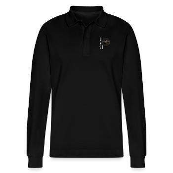 Borkum Koordinaten - Stanley/Stella Unisex Bio-Langarm-Poloshirt Prepster - Schwarz - Vorne - Anna (173cm) & Nico (186cm)