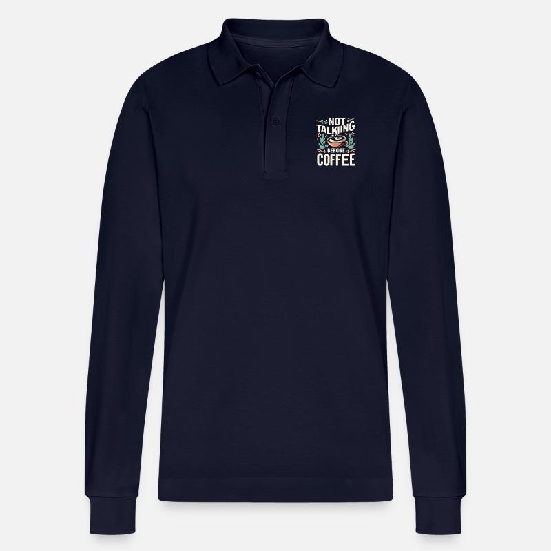 Not Talking before Coffee - Stanley/Stella Unisex Bio-Langarm-Poloshirt Prepster - Navy