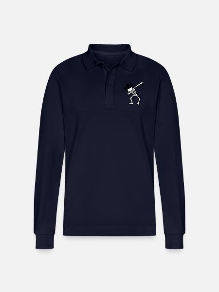 skull dabbing mexicans - Stanley/Stella Organic Unisex Long-Sleeved Polo Shirt Prepster - navy