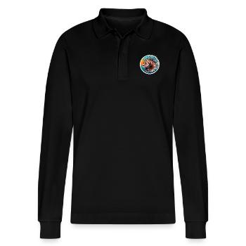 Farbenfroher Rotfeuerfisch Korallenfisch - Stanley/Stella Unisex Bio-Langarm-Poloshirt Prepster - Schwarz - Vorne - Anna (173cm) & Nico (186cm)