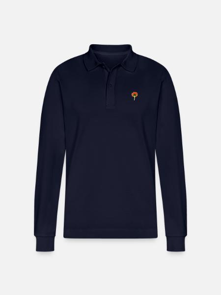 Schlichte rote Blume - Stanley/Stella Unisex Bio-Langarm-Poloshirt Prepster - Navy