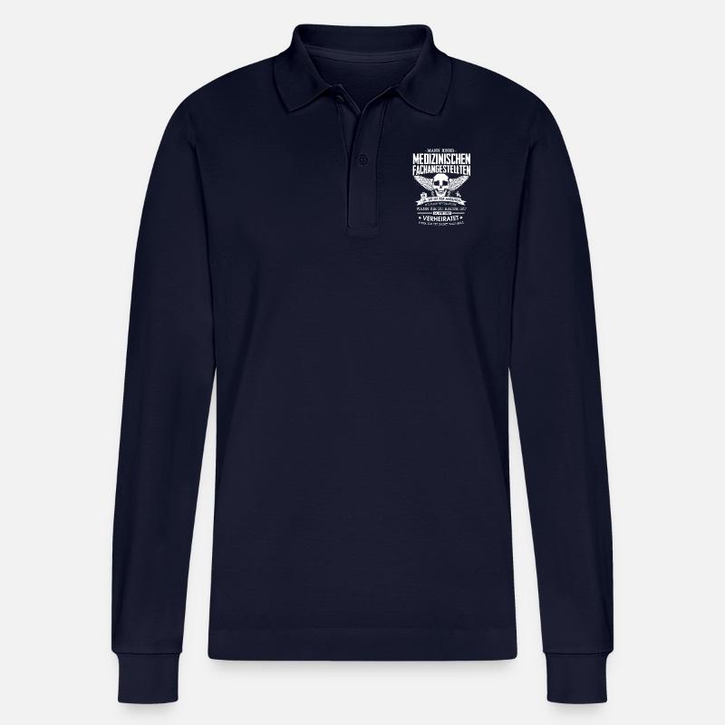 Mann einer MFA - Stanley/Stella Unisex Bio-Langarm-Poloshirt Prepster - Navy