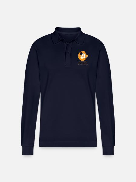 Bitcoin Star og krige 2018 - Death Star - Crypto - Stanley/Stella Prepster økologisk unisex langærmet poloshirt - marineblå