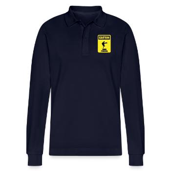 CAUTION - Dance Floor - Stanley/Stella Organic Unisex Long-Sleeved Polo Shirt Prepster - navy - Front - Anna (173cm)