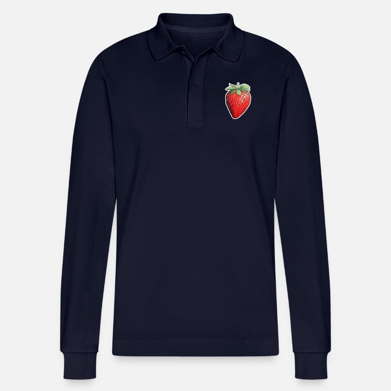 Erdbeere einzeln - Stanley/Stella Unisex Bio-Langarm-Poloshirt Prepster - Navy