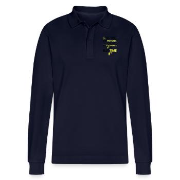 Leave nothing but footprints - Stanley/Stella Unisex Bio-Langarm-Poloshirt Prepster - Navy - Vorne - Anna (173cm)