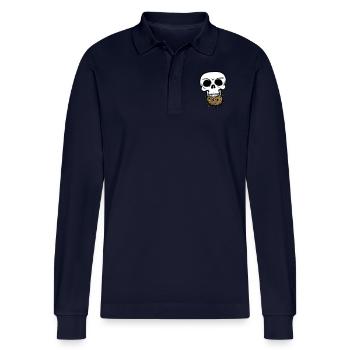 schaedel tot tod sterben kopf knochen skelett tote - Stanley/Stella Unisex Bio-Langarm-Poloshirt Prepster - Navy - Vorne - Anna (173cm)