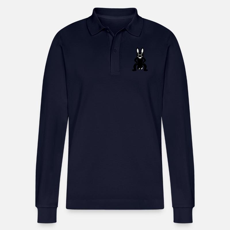 Hase mit Eiern - Stanley/Stella Unisex Bio-Langarm-Poloshirt Prepster - Navy
